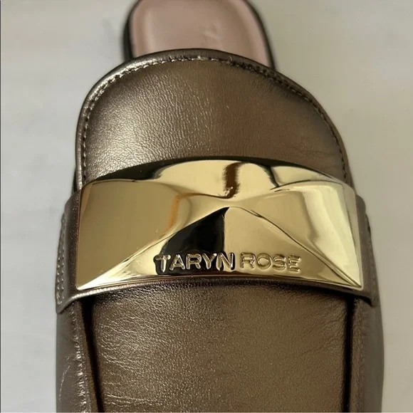 Taryn Rose metallic bronze leather slip-on mules with gold-tone hardware - Picture 11 of 11
